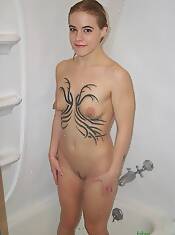 cute tattooed showergirl