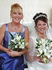 wife and bridesmaid dressed and undressed